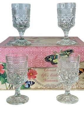 Anchor Hocking Small Wexford Wine Goblets Vintage Set of Four  Inch